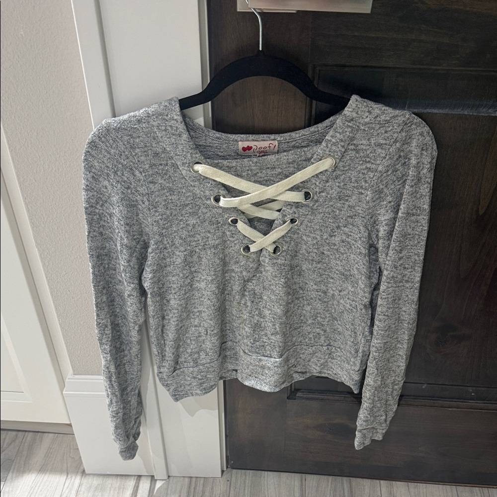 Poof! girl grey sweater(Ships from OR)